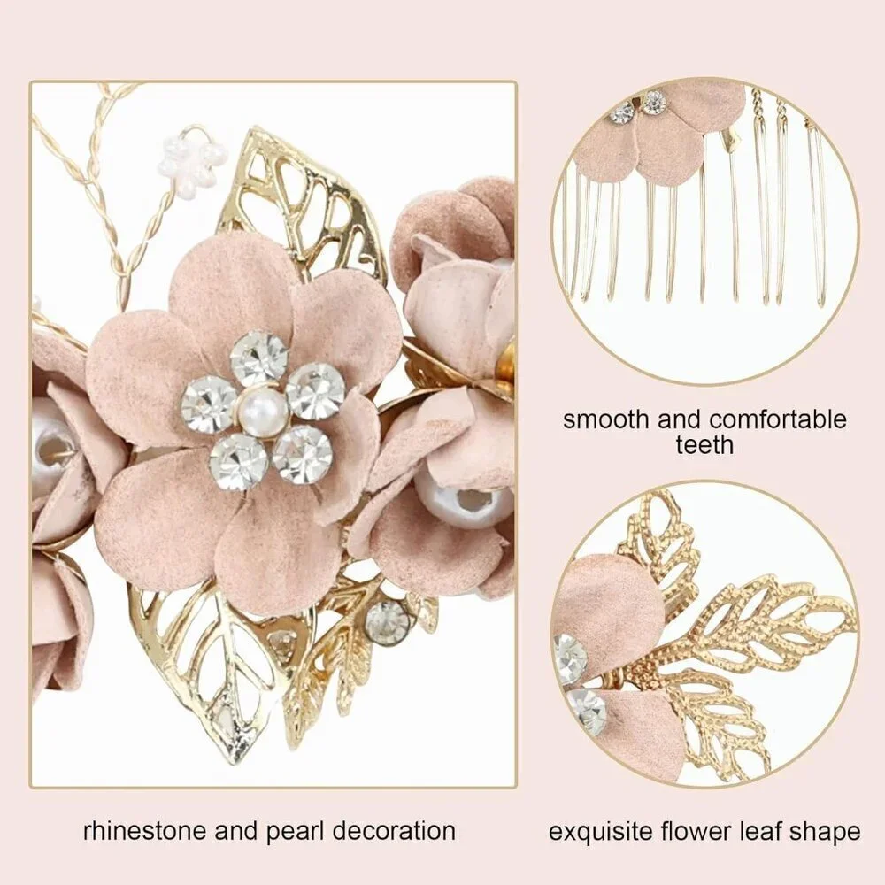 20 Pack White Dusty Pink Blue Flower Bridal Wedding Hair Side Combs+Flower Hair